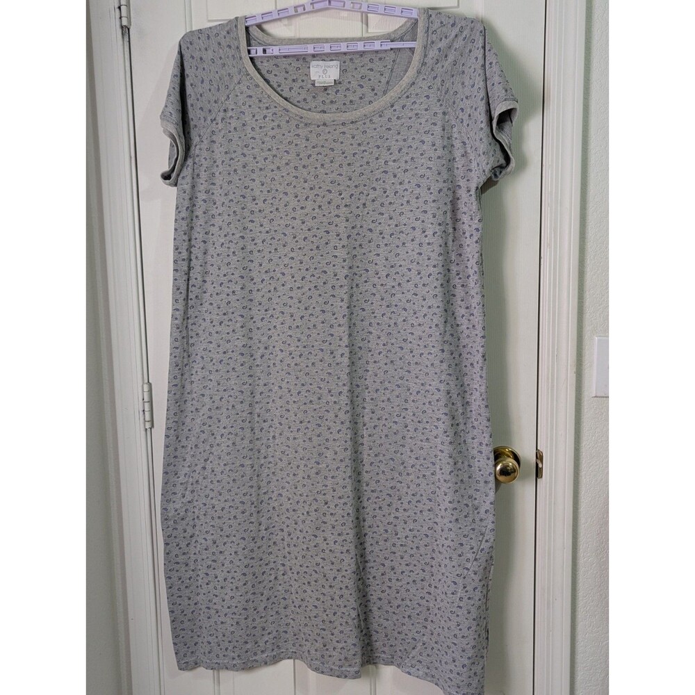 Kathy Ireland Sleepwear Pajama Shirt 4X Gray Paisley S/S Knit Stretch Loungewear